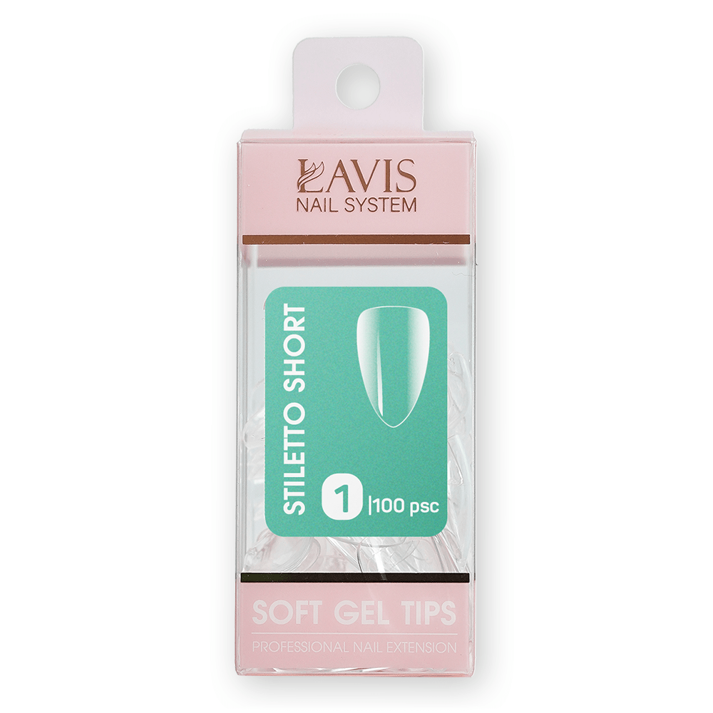 LAVIS Stiletto Short - (100 pcs) - Soft Gel Tips Refill - DTK Nail Supply
