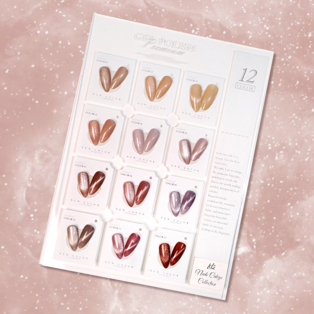 LDS Nude CE Set 12 Colors - Nude Cat Eyes Collection - DTK Nail Supply