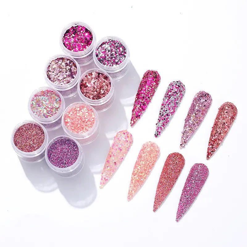 Medium Nail Glitter Sequins - Set 4 - Pink/Purple - DTK Nail Supply