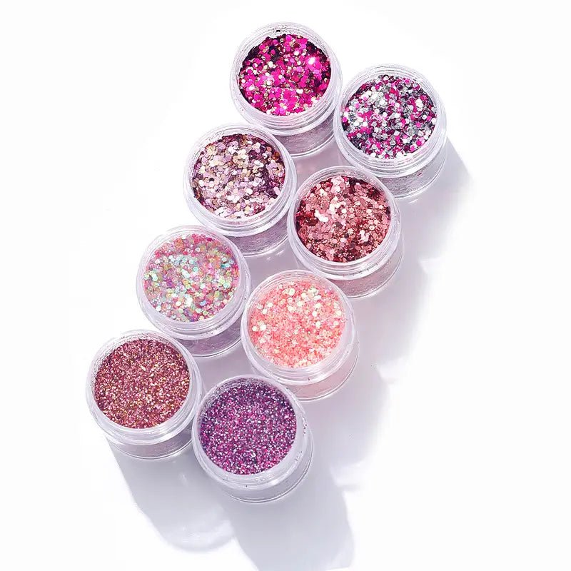 Medium Nail Glitter Sequins - Set 4 - Pink/Purple - DTK Nail Supply