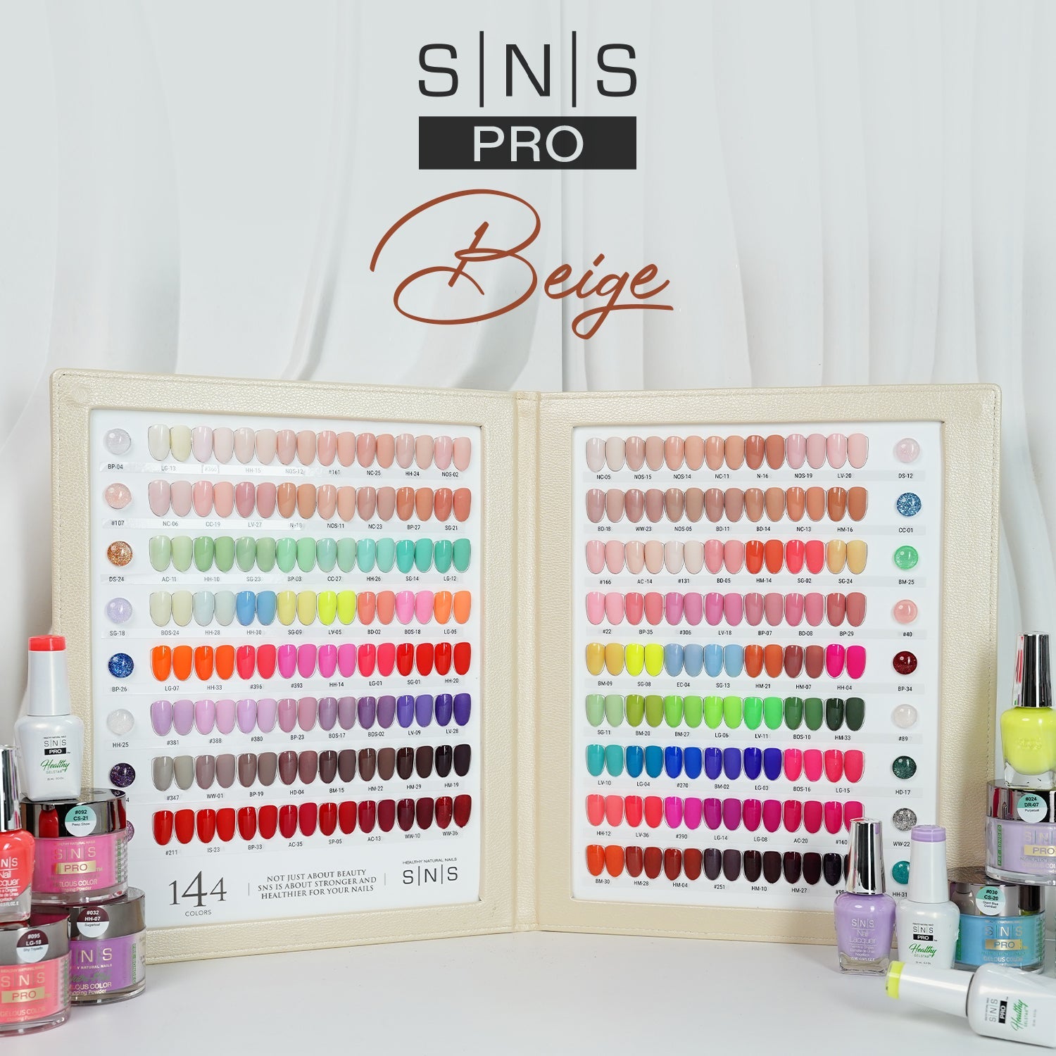 SNS Pro 3 in 1 - Set 144 Colors Beige Collection - Dip, Gel & Lacquer Matching - DTK Nail Supply