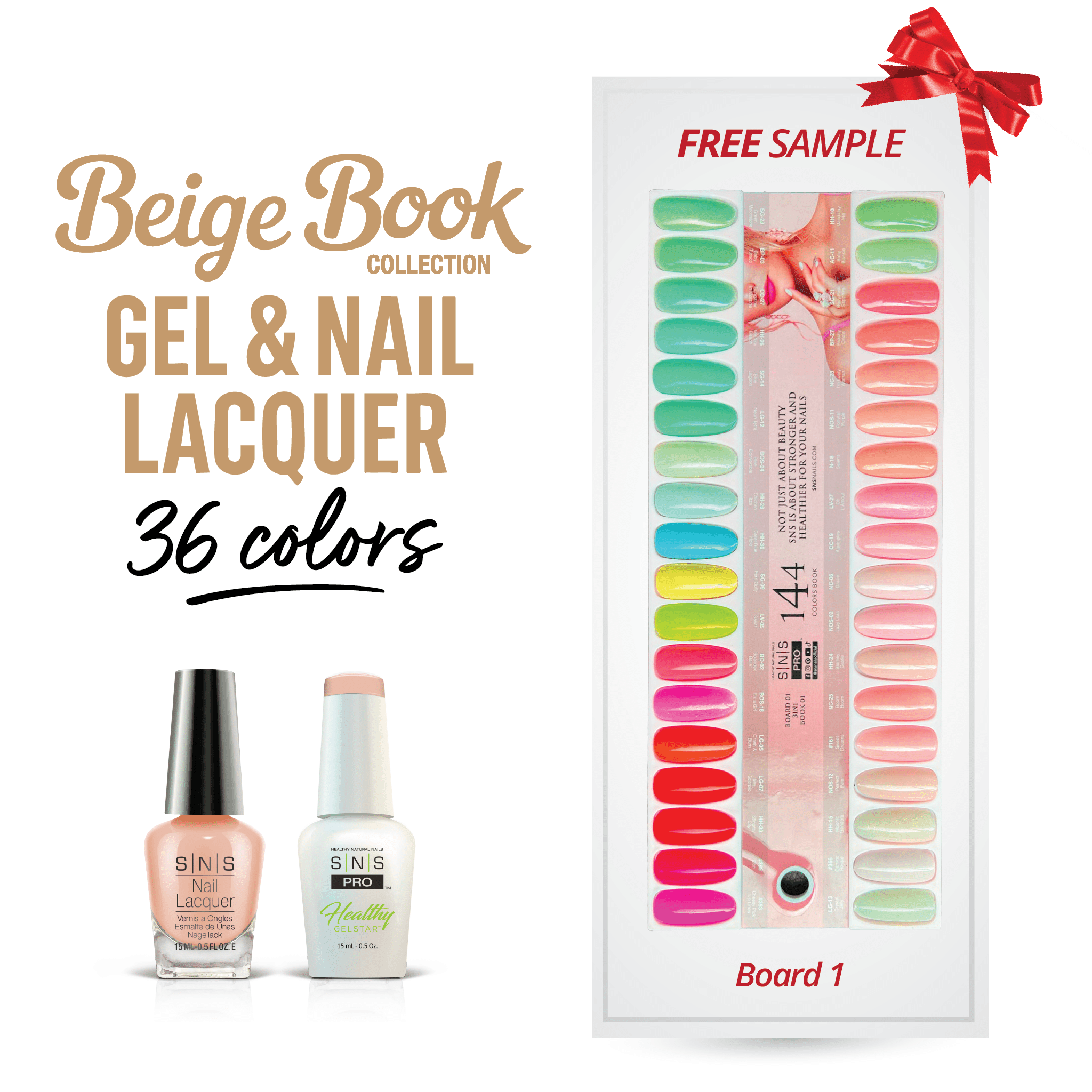 SNS Pro Gel Nail Polish Duo Set 36 Colors - Board 1 Beige (001 - 036) - DTK Nail Supply