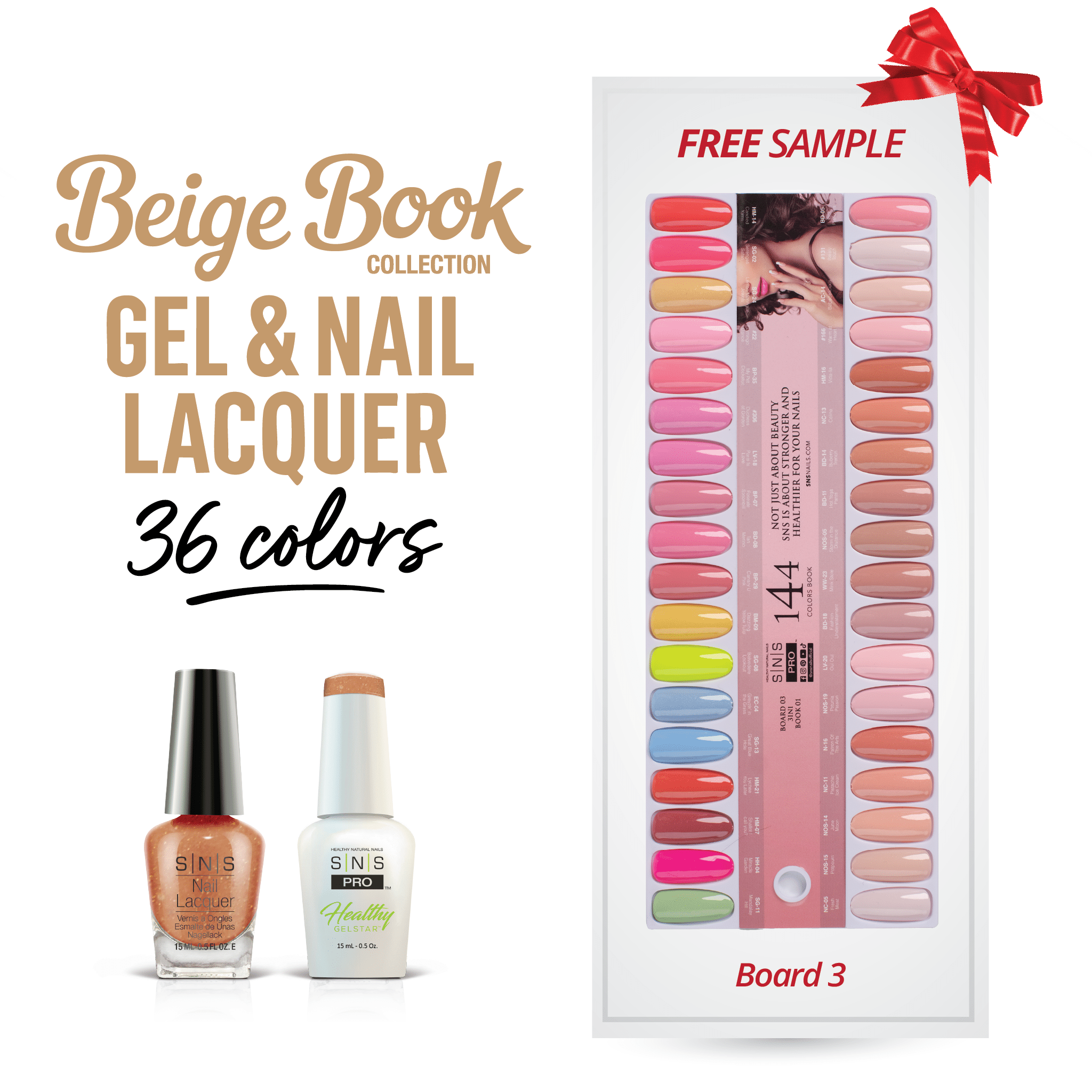 SNS Pro Gel Nail Polish Duo Set 36 Colors - Board 3 Beige (073 - 108) - DTK Nail Supply