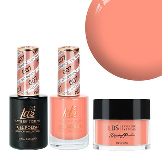  LDS 3 in 1 - 007 Just Peachy! - Dip, Gel & Lacquer Matching by LDS sold by DTK Nail Supply