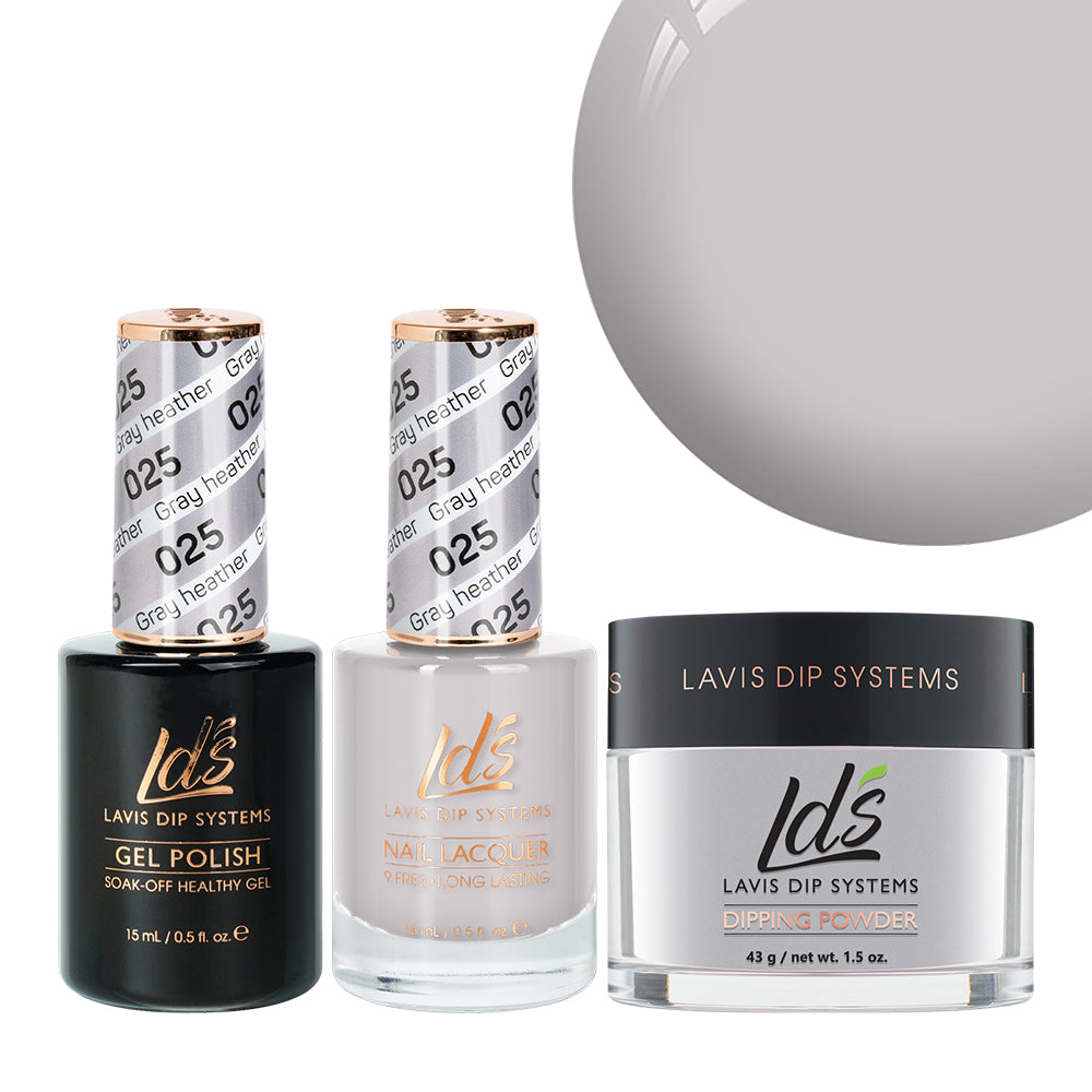 LDS 3 in 1 - 025 Gray Heather - Dip, Gel & Lacquer Matching by LDS sold by DTK Nail Supply