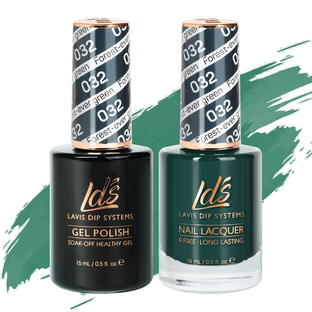 LDS Gel Nail Polish Duo - 032 Green Colors - Forest-Ever Green by LDS sold by DTK Nail Supply