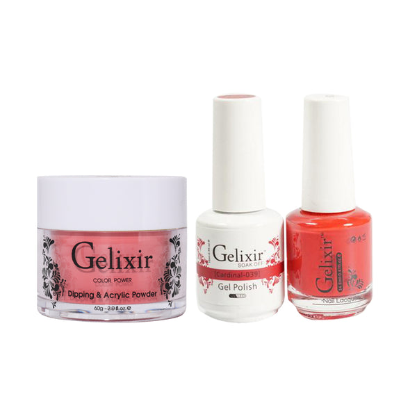 Gelixir 3 in 1 - 039 Cardinal - Acrylic & Dip Powder, Gel & Lacquer by Gelixir sold by DTK Nail Supply