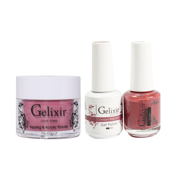 Gelixir 3 in 1 - 049 Crimson Red - Acrylic & Dip Powder, Gel & Lacquer by Gelixir sold by DTK Nail Supply