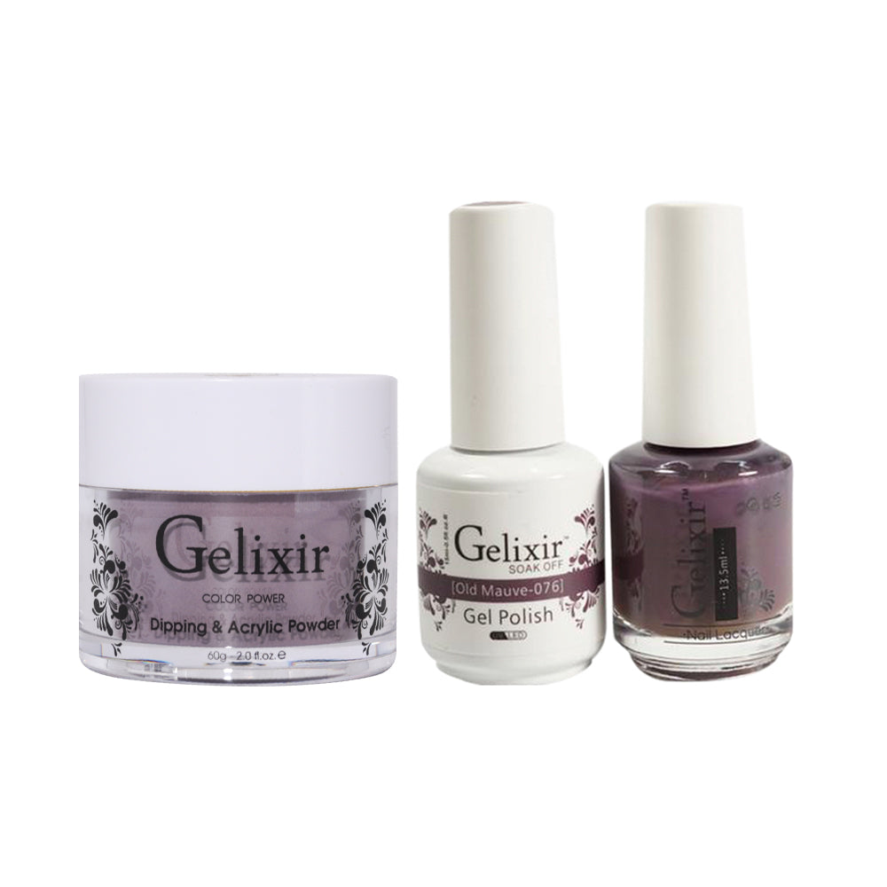 Gelixir 3 in 1 - 076 Old Mauve - Acrylic & Dip Powder, Gel & Lacquer by Gelixir sold by DTK Nail Supply