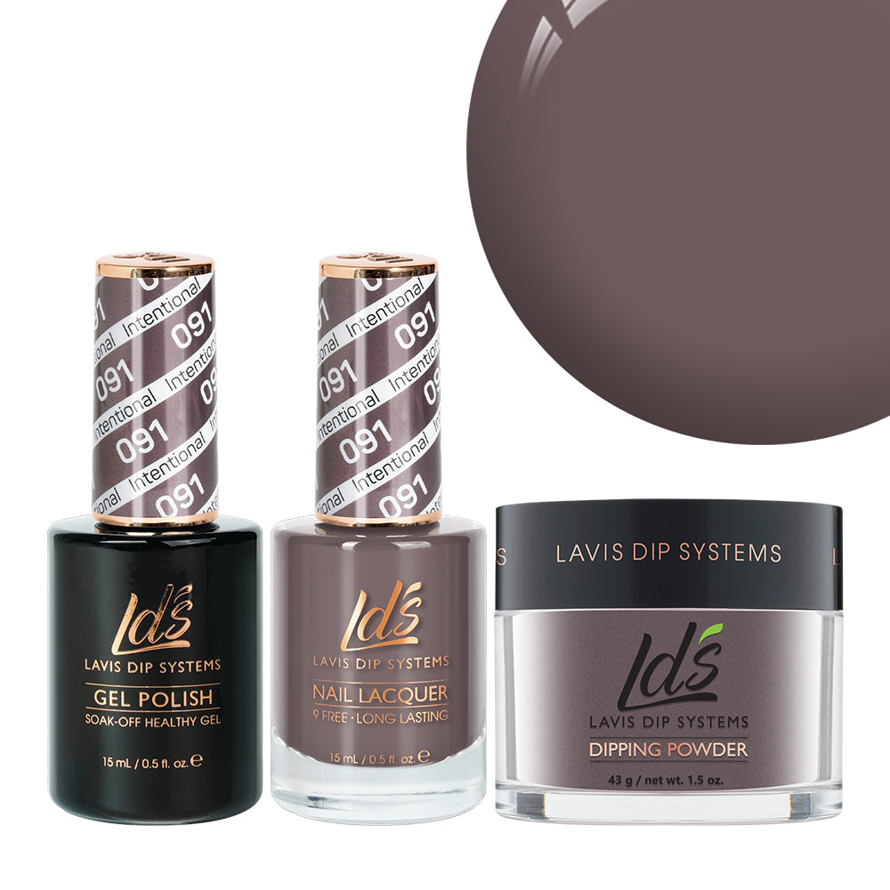 LDS 3 in 1 - 091 Intentional - Dip, Gel & Lacquer Matching by LDS sold by DTK Nail Supply