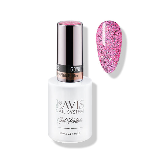 Lavis Gel Polish 098 - Pretty Pink Glitter by LAVIS NAILS sold by DTK Nail Supply