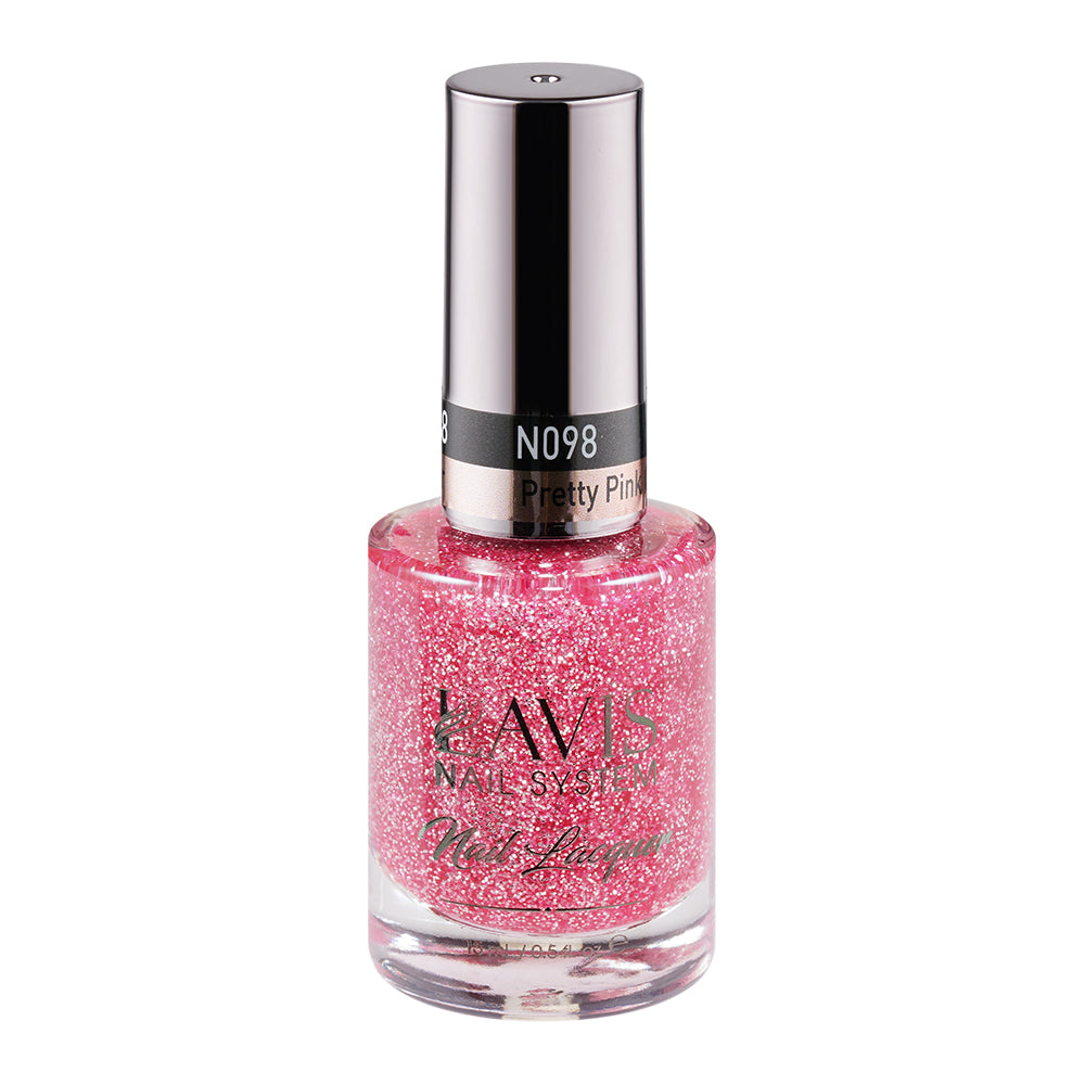 LAVIS Nail Lacquer - 098 Pretty Pink Glitter by LAVIS NAILS sold by DTK Nail Supply