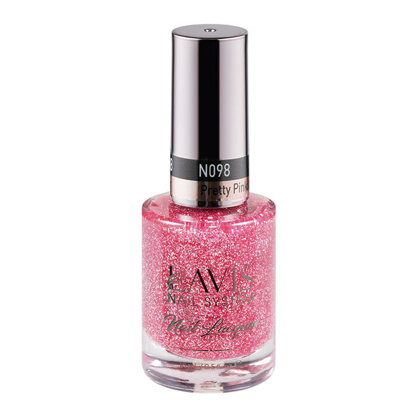 LAVIS Nail Lacquer - 098 Pretty Pink Glitter by LAVIS NAILS sold by DTK Nail Supply