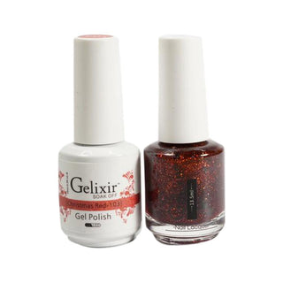  Gelixir Gel Nail Polish Duo - 103 Glitter, Orange Colors - Christmas Red by Gelixir sold by DTK Nail Supply