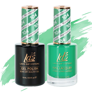  LDS Gel Nail Polish Duo - 104 Green Colors - Wanderlust by LDS sold by DTK Nail Supply