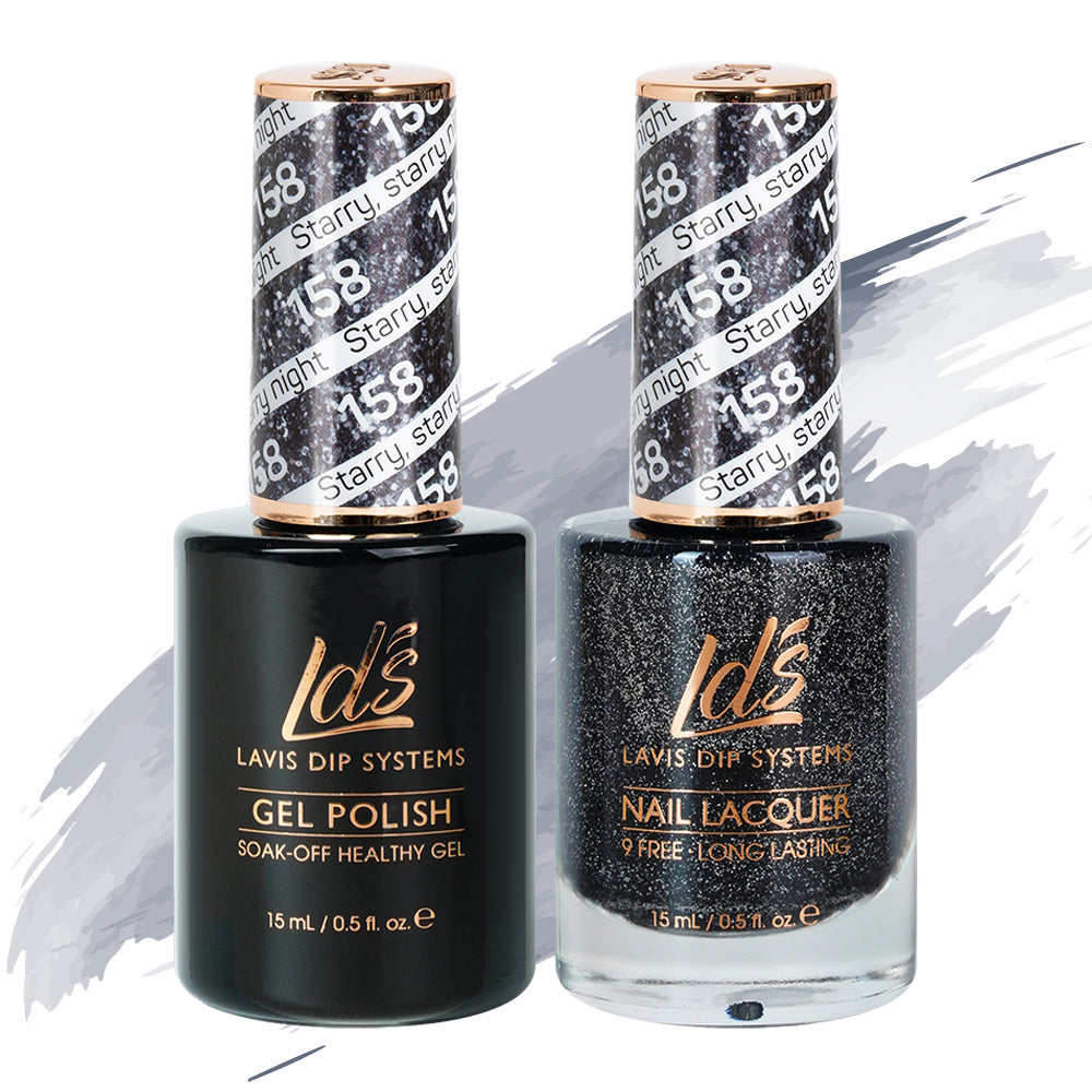LDS Gel Nail Polish Duo - 158 Glitter Colors - Starry, Starry Night by LDS sold by DTK Nail Supply