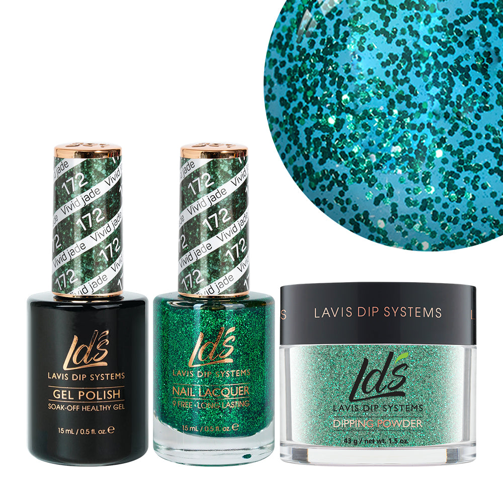 LDS 3 in 1 - 172 Vivid Jade - Dip, Gel & Lacquer Matching by LDS sold by DTK Nail Supply