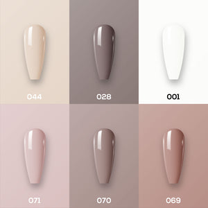 Lavis Nail Lacquer Set N4 (6 colors): 044, 028, 001, 071, 070, 069 by LAVIS NAILS sold by DTK Nail Supply