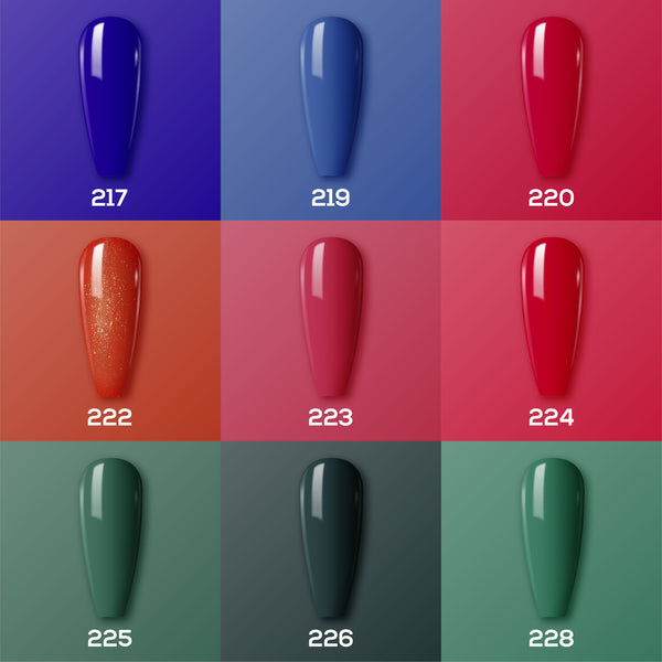 Lavis Nail Lacquer Fall Winter Set N8 (9 colors): 217, 219, 220, 222, 223, 224, 225, 226, 228 by LAVIS NAILS sold by DTK Nail Supply