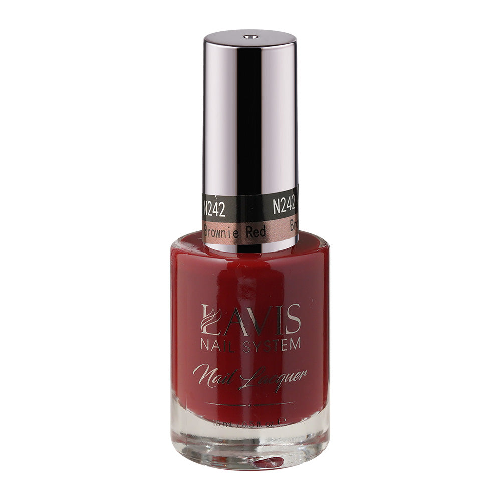 LAVIS Nail Lacquer - 242 Brownie Red - 0.5oz by LAVIS NAILS sold by DTK Nail Supply