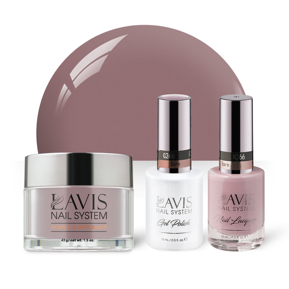 LAVIS 3 in 1 - 266 Bare - Acrylic & Dip Powder, Gel & Lacquer by LAVIS NAILS sold by DTK Nail Supply
