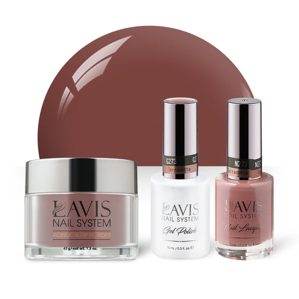 LAVIS 3 in 1 - 273 Terracotta - Acrylic & Dip Powder, Gel & Lacquer by LAVIS NAILS sold by DTK Nail Supply