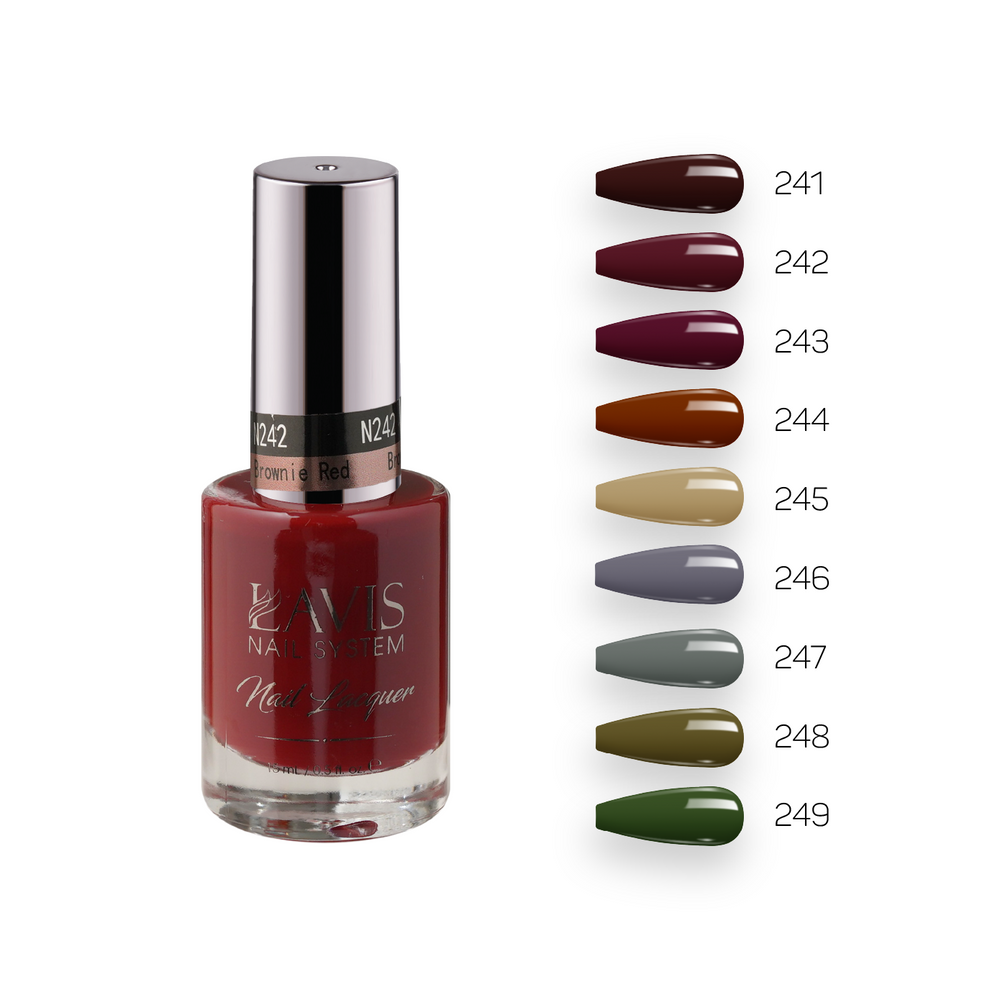 Lavis Nail Lacquer Fall Winter Set N2 (9 colors): 241, 242, 248, 244, 245, 248, 247, 248, 248 by LAVIS NAILS sold by DTK Nail Supply