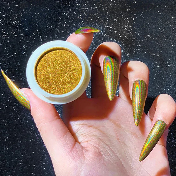 Golden & Silver Laser Holographic Chrome Pigment Powder - BJ165 + BJ175