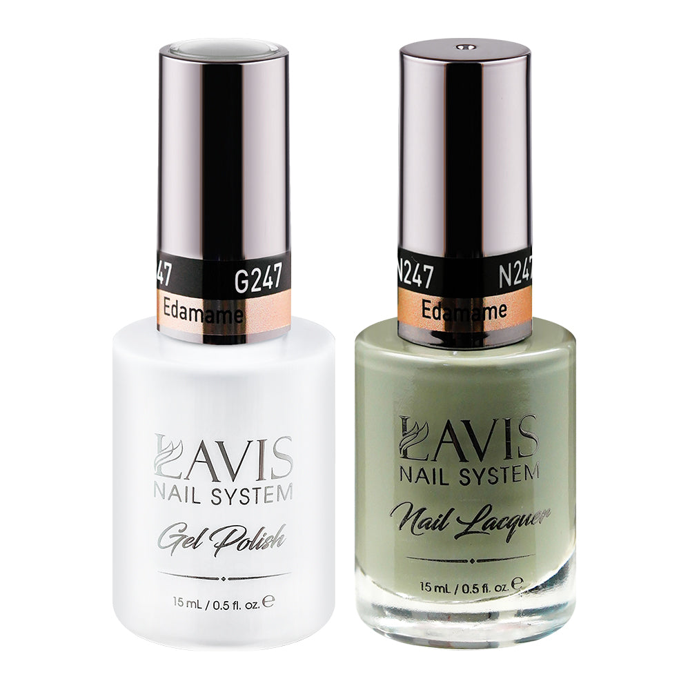 Lavis Gel Nail Polish Duo - 247 (Ver 2) Green Colors - Edamame by LAVIS NAILS sold by DTK Nail Supply