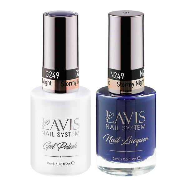 Lavis Gel Nail Polish Duo - 249 (Ver 2) Blue Colors - Stormy Night by LAVIS NAILS sold by DTK Nail Supply