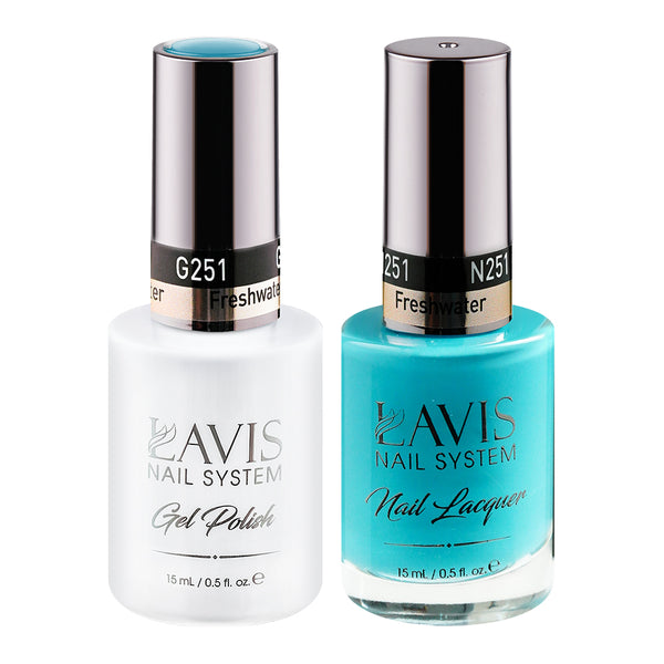Lavis Gel Nail Polish Duo - 251 (Ver 2) Blue Colors - Fresh Water by LAVIS NAILS sold by DTK Nail Supply