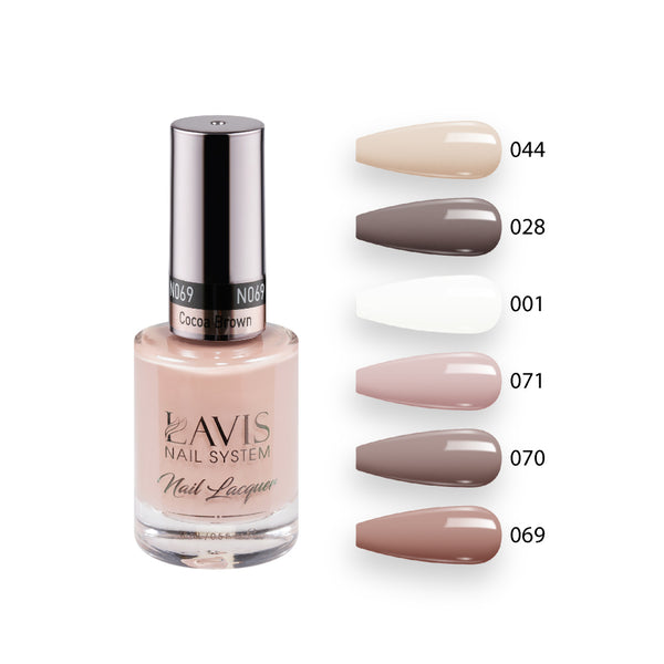 Lavis Nail Lacquer Set N4 (6 colors): 044, 028, 001, 071, 070, 069 by LAVIS NAILS sold by DTK Nail Supply