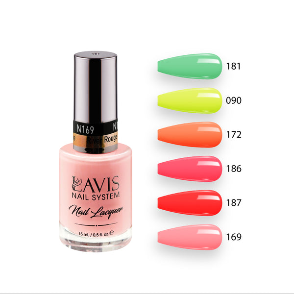 Lavis Nail Lacquer Summer Set N11 (6 colors): 181, 090, 172, 186, 187, 169 by LAVIS NAILS sold by DTK Nail Supply