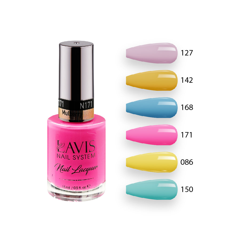 Lavis Nail Lacquer Summer Set N9 (6 colors): 127, 142, 168, 171, 086, 150 by LAVIS NAILS sold by DTK Nail Supply