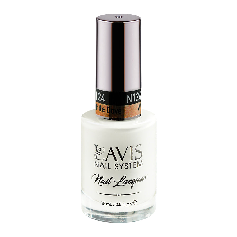 LAVIS Nail Lacquer - 124 White Dove - 0.5oz by LAVIS NAILS sold by DTK Nail Supply
