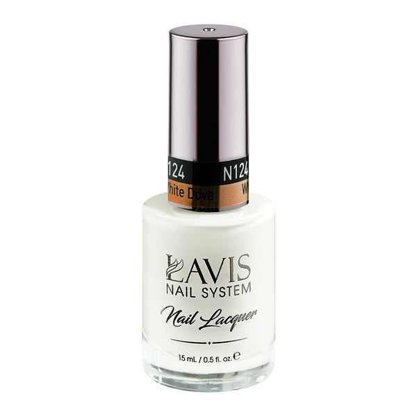 LAVIS Nail Lacquer - 124 White Dove - 0.5oz by LAVIS NAILS sold by DTK Nail Supply