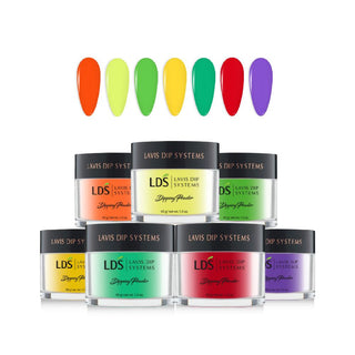  LDS Neon Collection 1.5oz/ea (07 Colors): 099, 100, 101, 102, 103, 104, 105 by LDS sold by DTK Nail Supply