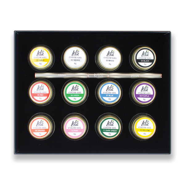 LDS Painting Gel Nail Art Set: 01-12 + 1 LAVIS Double Head Liner Nail Art Brush by LDS sold by DTK Nail Supply