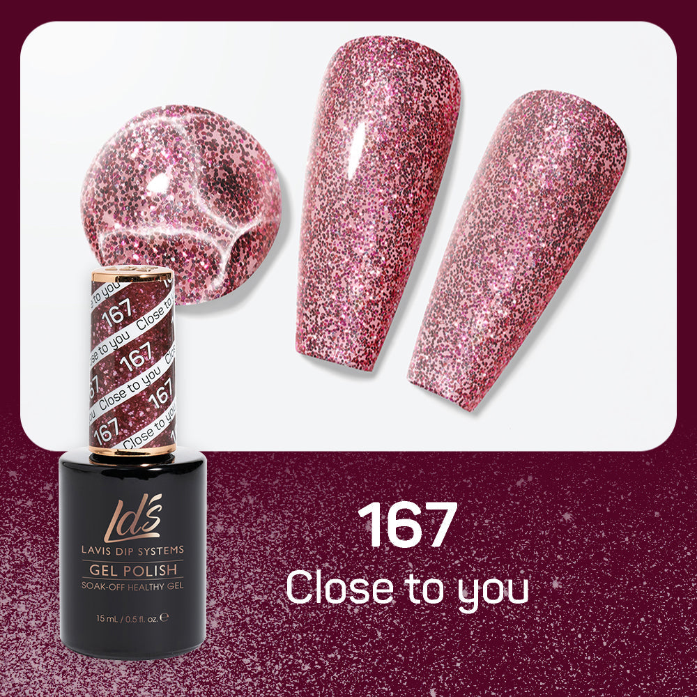 LDS Gel Polish 167 - Glitter, Pink Colors - Close To You