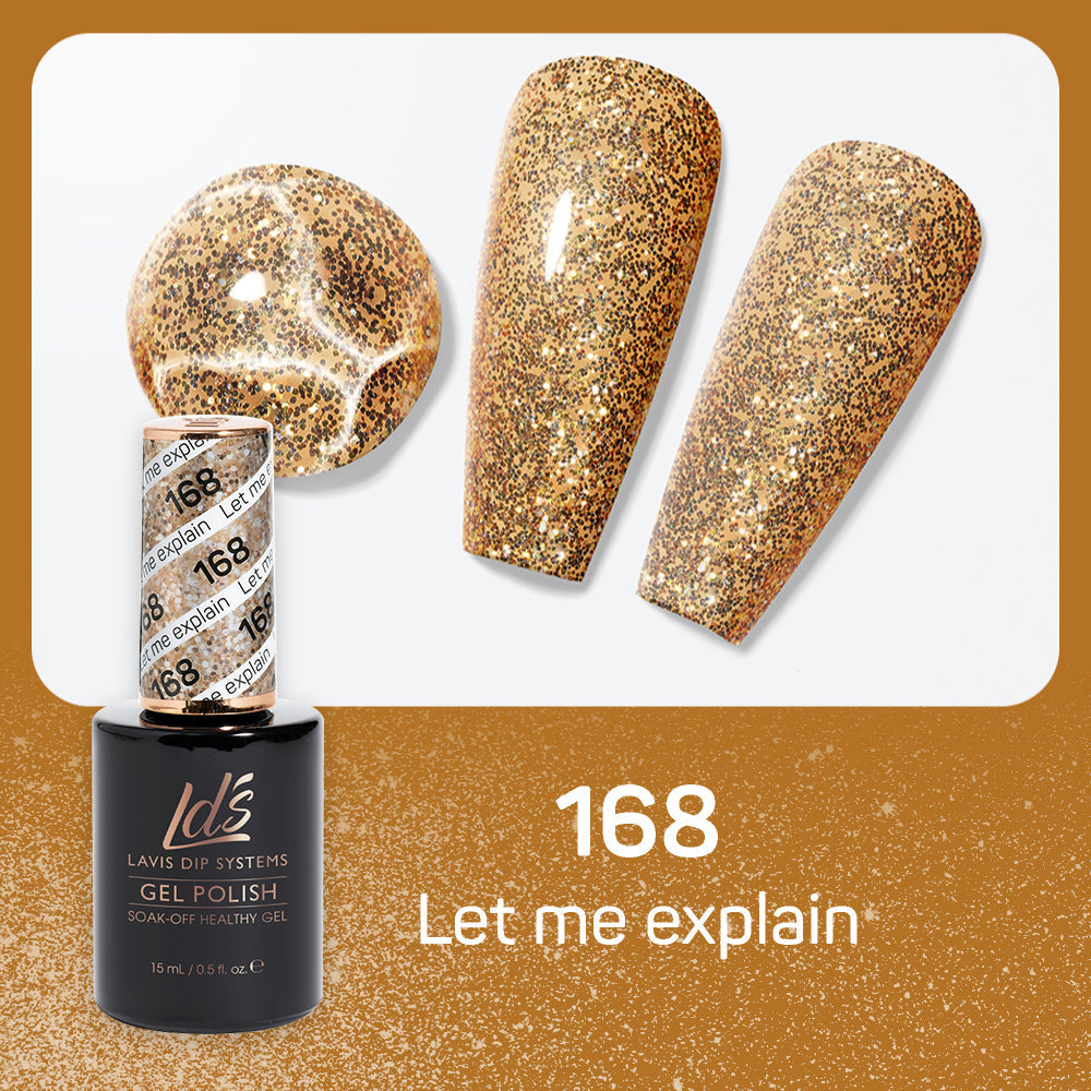LDS Gel Polish 168 - Glitter, Gold Colors - Let Me Explain
