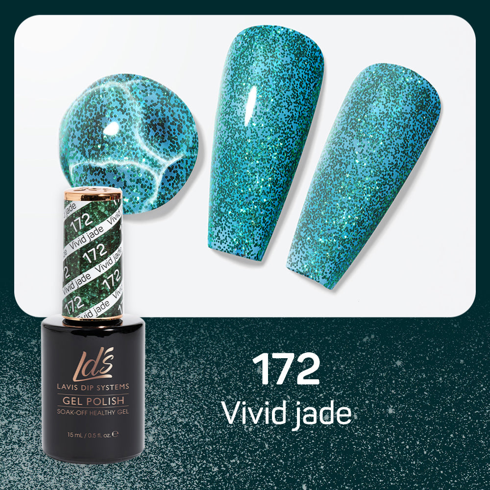 LDS Gel Polish 172 - Glitter, Green Colors - Vivid Jade