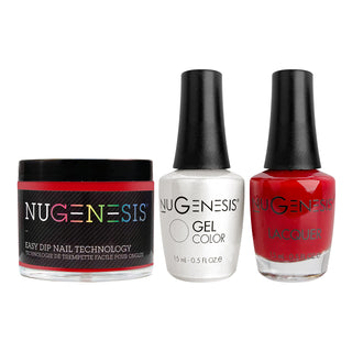  NU 3 in 1 - 013 Five Alarm Red - Dip, Gel & Lacquer Matching by NuGenesis sold by DTK Nail Supply