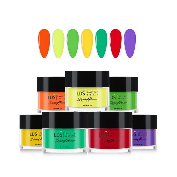 LDS Neon Collection 1oz/ea (07 Colors): 099, 100, 101, 102, 103, 104, 105 by LDS sold by DTK Nail Supply