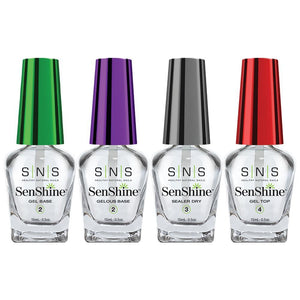 SNS Senshine Dipping Essential Kit 3 - Gelous Base, Gel Base, Sealer Dry, Gel Top - 0.5 oz by SNS sold by DTK Nail Supply