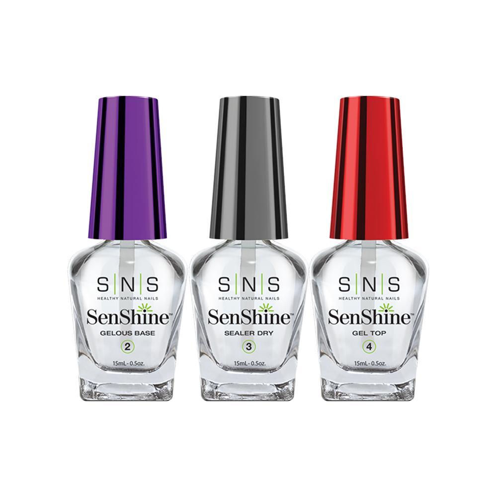 SNS SenShine Dipping Essential Kit 1 - Gelous Base, Sealer Dry, Gel Top - 0.5 oz by SNS sold by DTK Nail Supply