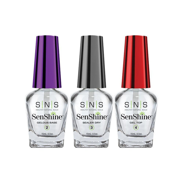 SNS SenShine Dipping Essential Kit 1 - Gelous Base, Sealer Dry, Gel Top - 0.5 oz by SNS sold by DTK Nail Supply