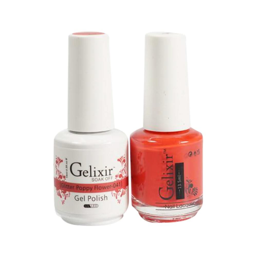 Gelixir Gel Nail Polish Duo - 041 - Glitter Poppy Flower - DTK Nail Supply
