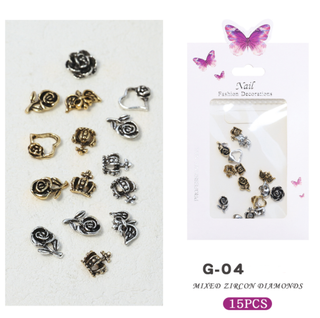  3D Alloy Gold Rose Nail Art Charms by Nail Charm sold by DTK Nail Supply