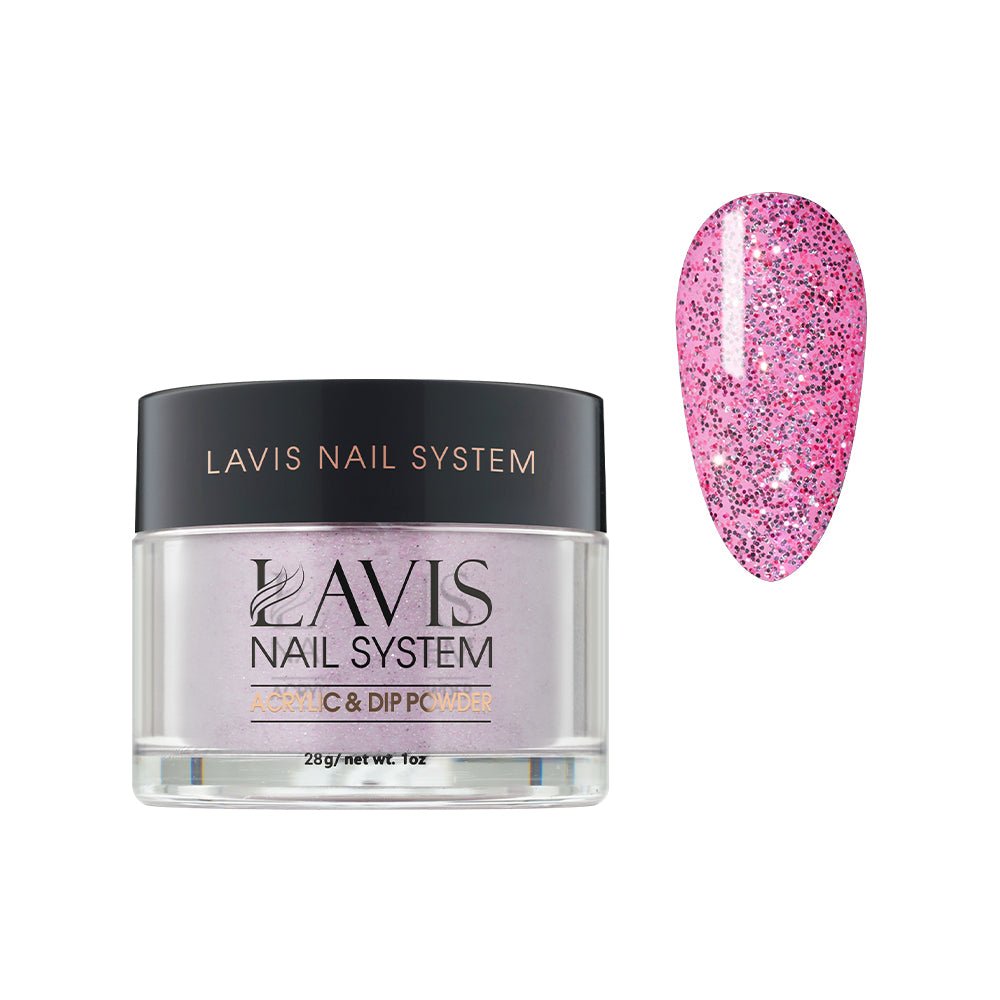 Lavis Acrylic Powder - 098 Pretty Pink Glitter - DTK Nail Supply