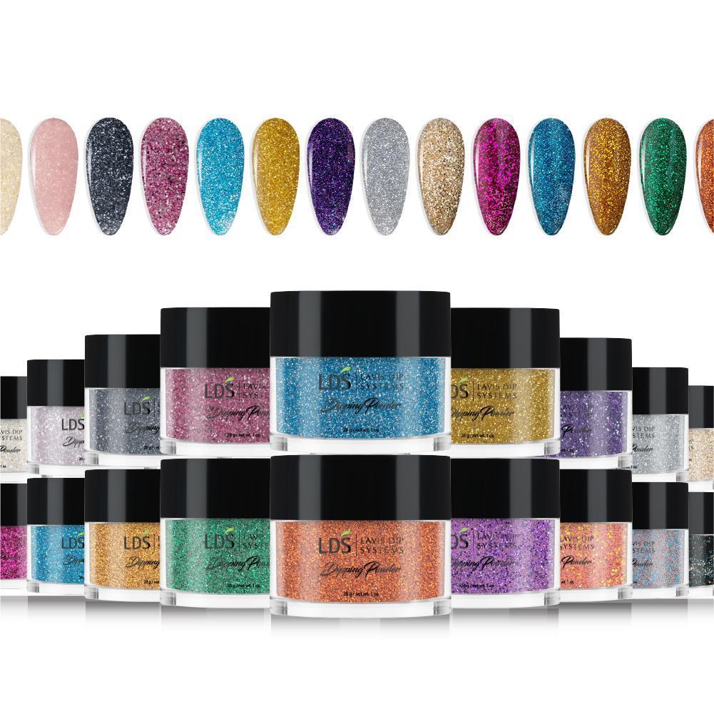 LDS Dip Glitter Color Kit 7 - 1oz/ea (27 Colors): 153 - 179 - DTK Nail Supply